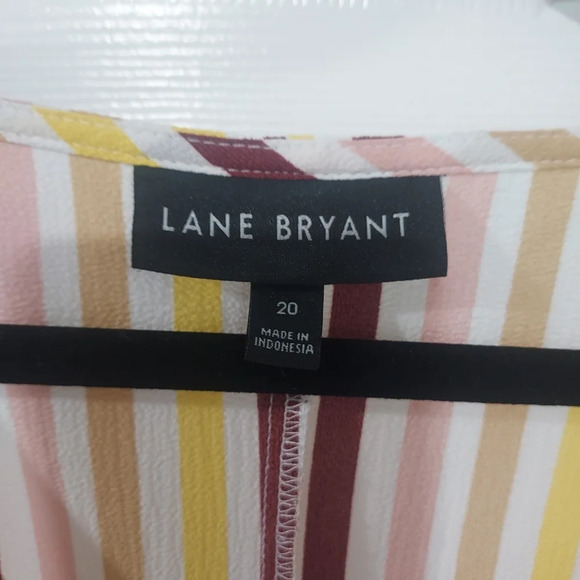 Lane Bryant Mulitcolor Stripes Short Sleeve V-Neck Smocked Waist Blouse Size 20 - Picture 3 of 10